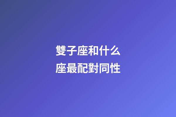 雙子座和什么座最配對同性