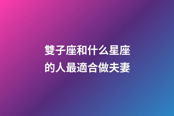 雙子座和什么星座的人最適合做夫妻-第1張-星座運勢-玄機派