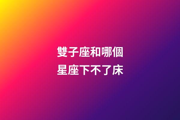 雙子座和哪個星座下不了床-第1張-星座運勢-玄機派