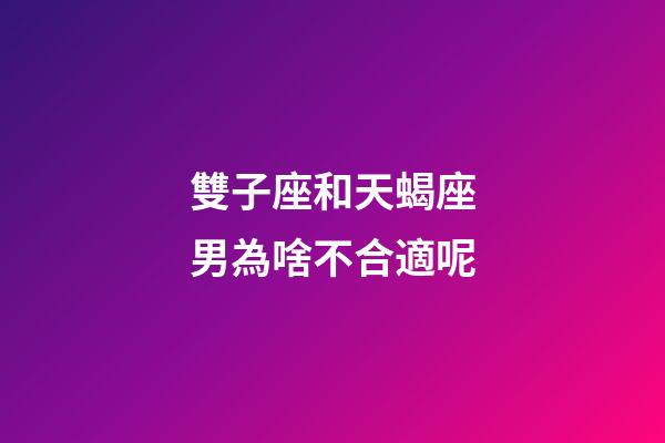 雙子座和天蝎座男為啥不合適呢-第1張-星座運勢-玄機(jī)派