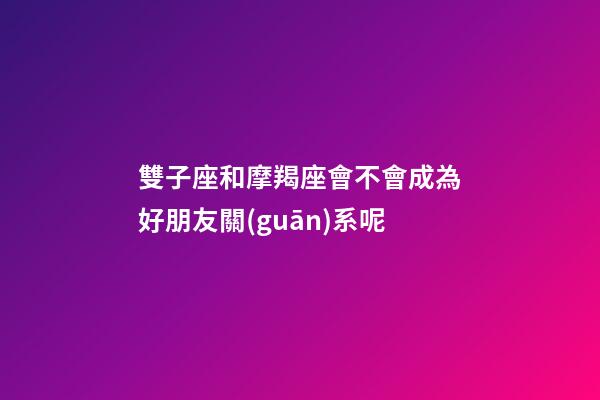 雙子座和摩羯座會不會成為好朋友關(guān)系呢-第1張-星座運勢-玄機派