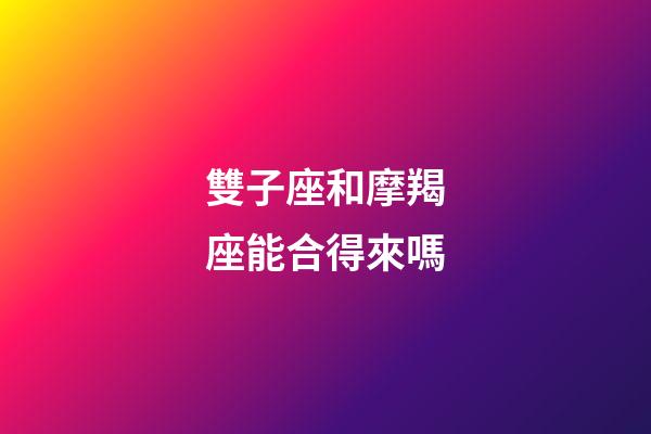 雙子座和摩羯座能合得來嗎-第1張-星座運勢-玄機派