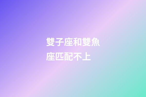 雙子座和雙魚座匹配不上