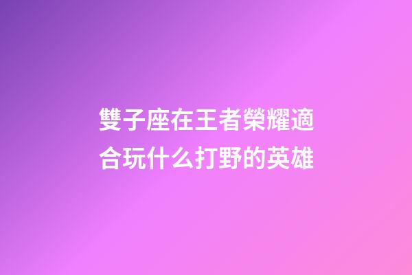 雙子座在王者榮耀適合玩什么打野的英雄-第1張-星座運勢-玄機派