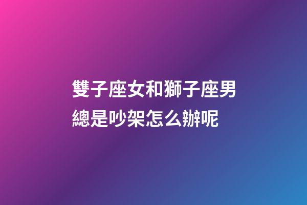 雙子座女和獅子座男總是吵架怎么辦呢-第1張-星座運(yùn)勢(shì)-玄機(jī)派