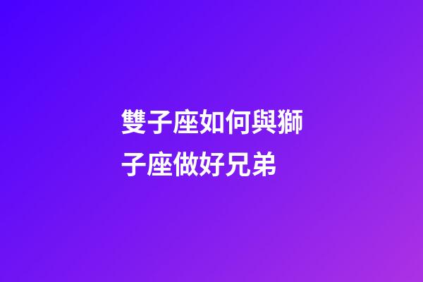 雙子座如何與獅子座做好兄弟-第1張-星座運勢-玄機派