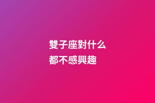 雙子座對什么都不感興趣-第1張-星座運勢-玄機派