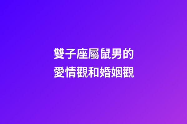 雙子座屬鼠男的愛情觀和婚姻觀-第1張-星座運勢-玄機派