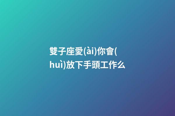 雙子座愛(ài)你會(huì)放下手頭工作么-第1張-星座運(yùn)勢(shì)-玄機(jī)派