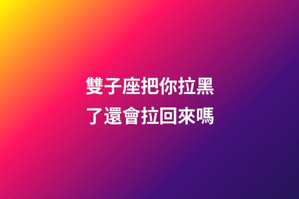 雙子座把你拉黑了還會拉回來嗎-第1張-星座運勢-玄機派