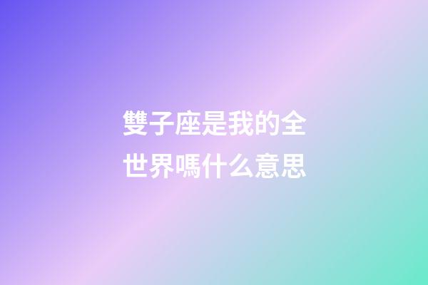 雙子座是我的全世界嗎什么意思-第1張-星座運勢-玄機派