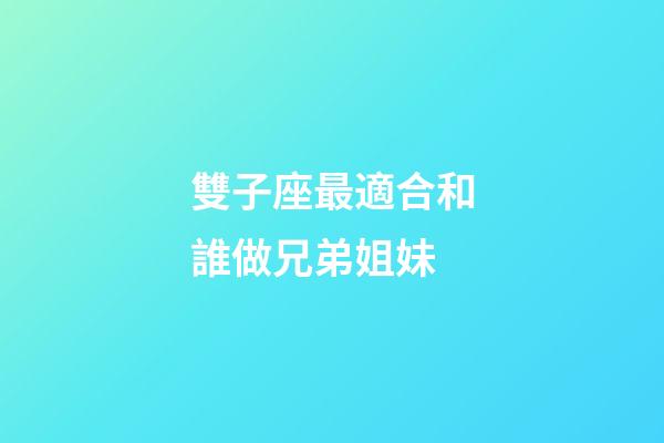 雙子座最適合和誰做兄弟姐妹-第1張-星座運勢-玄機派