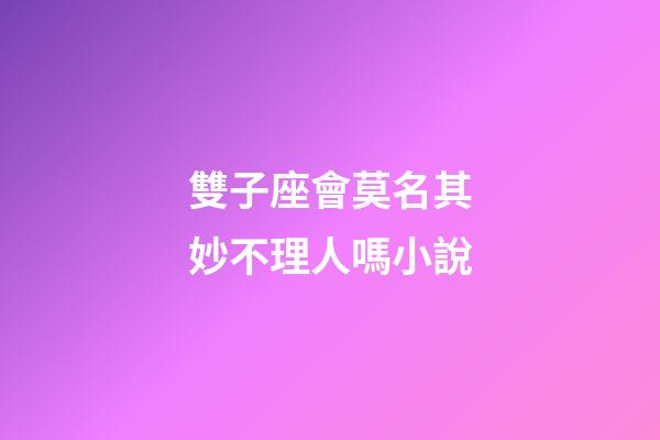 雙子座會莫名其妙不理人嗎小說-第1張-星座運勢-玄機派