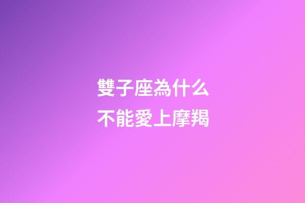 雙子座為什么不能愛上摩羯-第1張-星座運勢-玄機派