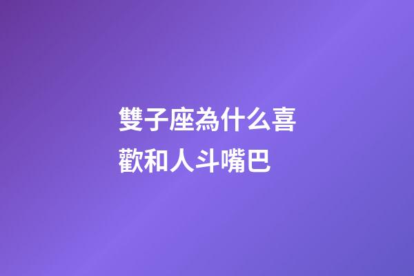 雙子座為什么喜歡和人斗嘴巴-第1張-星座運勢-玄機派