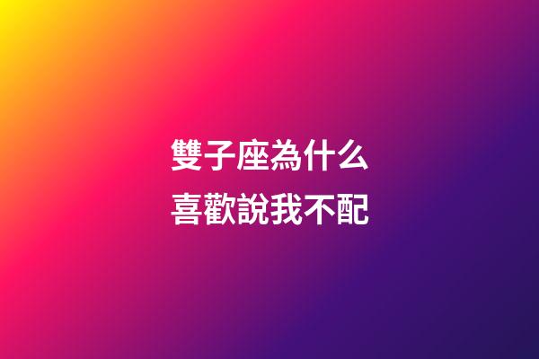 雙子座為什么喜歡說我不配-第1張-星座運勢-玄機派