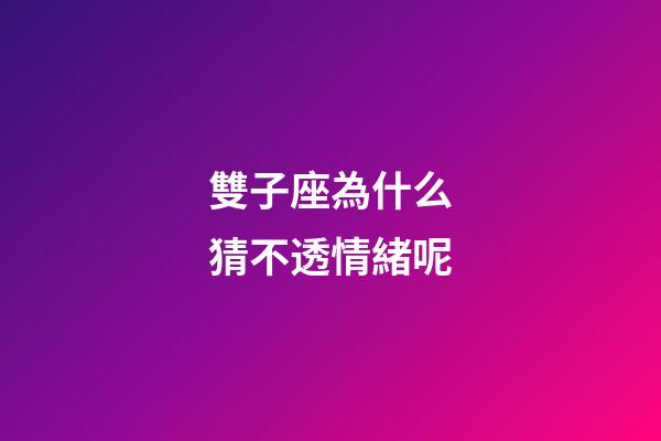 雙子座為什么猜不透情緒呢-第1張-星座運(yùn)勢(shì)-玄機(jī)派