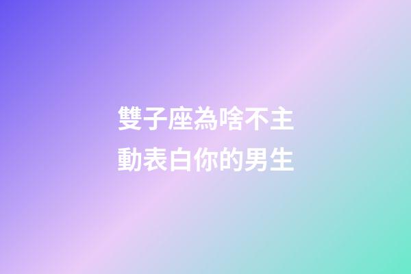 雙子座為啥不主動表白你的男生-第1張-星座運勢-玄機派