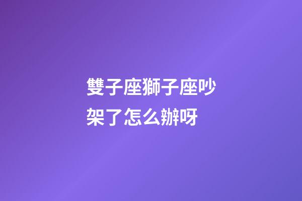 雙子座獅子座吵架了怎么辦呀-第1張-星座運勢-玄機派