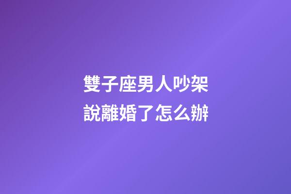 雙子座男人吵架說離婚了怎么辦-第1張-星座運勢-玄機派