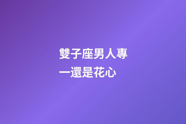 雙子座男人專一還是花心-第1張-星座運勢-玄機派