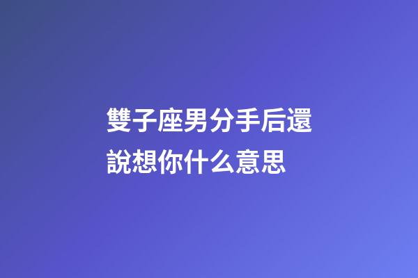 雙子座男分手后還說想你什么意思-第1張-星座運勢-玄機派