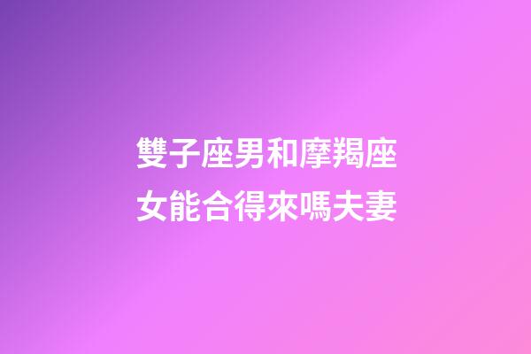 雙子座男和摩羯座女能合得來嗎夫妻-第1張-星座運勢-玄機派