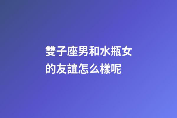 雙子座男和水瓶女的友誼怎么樣呢-第1張-星座運勢-玄機派