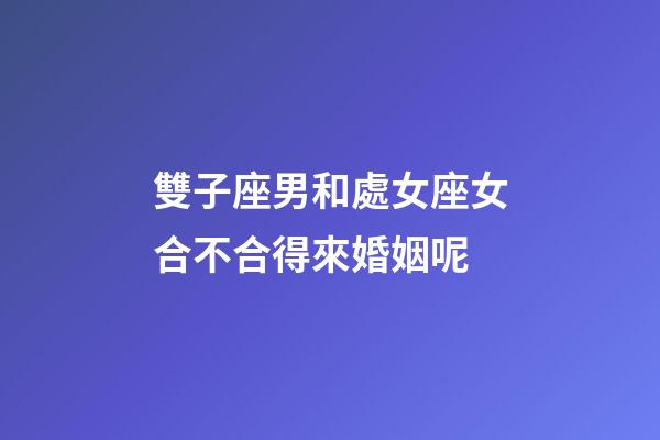 雙子座男和處女座女合不合得來婚姻呢-第1張-星座運勢-玄機派