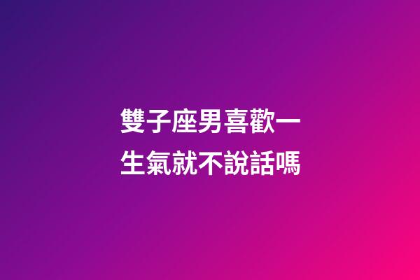 雙子座男喜歡一生氣就不說話嗎-第1張-星座運勢-玄機派