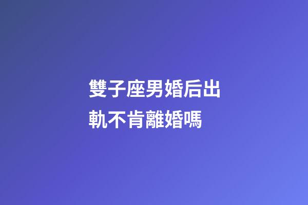 雙子座男婚后出軌不肯離婚嗎-第1張-星座運勢-玄機派