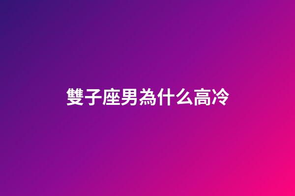 雙子座男為什么高冷-第1張-星座運勢-玄機派