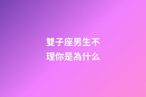 雙子座男生不理你是為什么-第1張-星座運勢-玄機派
