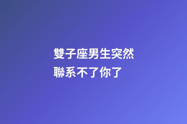 雙子座男生突然聯系不了你了-第1張-星座運勢-玄機派