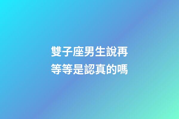 雙子座男生說再等等是認真的嗎-第1張-星座運勢-玄機派
