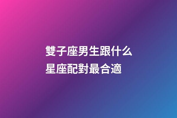 雙子座男生跟什么星座配對最合適-第1張-星座運勢-玄機派
