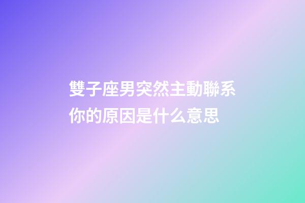 雙子座男突然主動聯系你的原因是什么意思-第1張-星座運勢-玄機派
