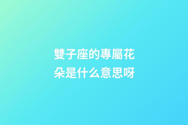 雙子座的專屬花朵是什么意思呀-第1張-星座運勢-玄機派