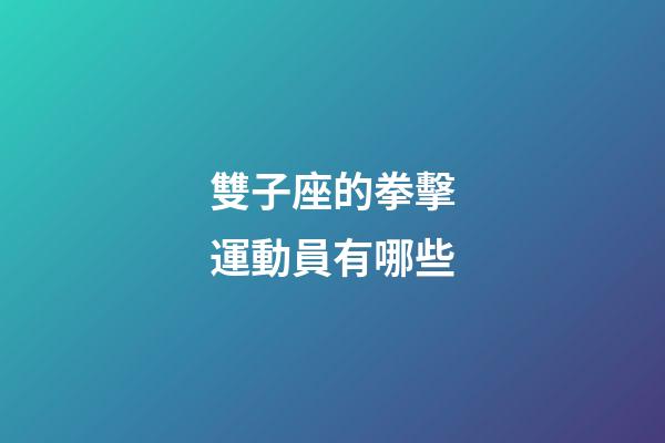 雙子座的拳擊運動員有哪些-第1張-星座運勢-玄機派