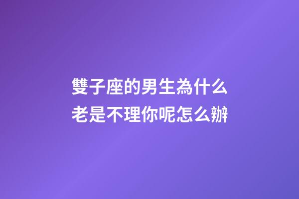 雙子座的男生為什么老是不理你呢怎么辦-第1張-星座運(yùn)勢-玄機(jī)派