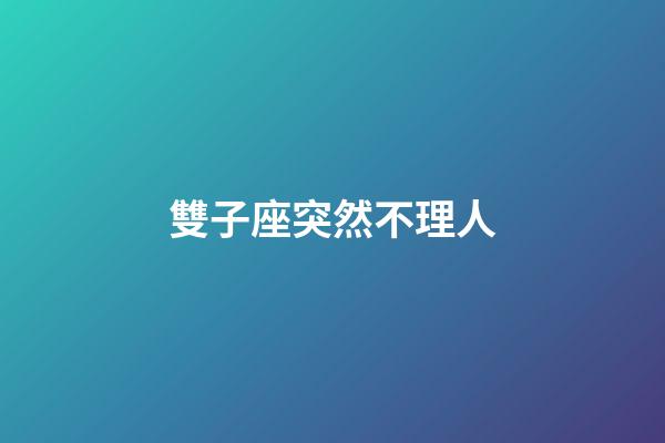 雙子座突然不理人-第1張-星座運勢-玄機派