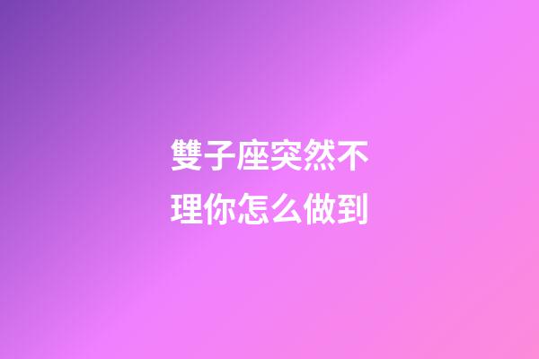 雙子座突然不理你怎么做到-第1張-星座運勢-玄機派