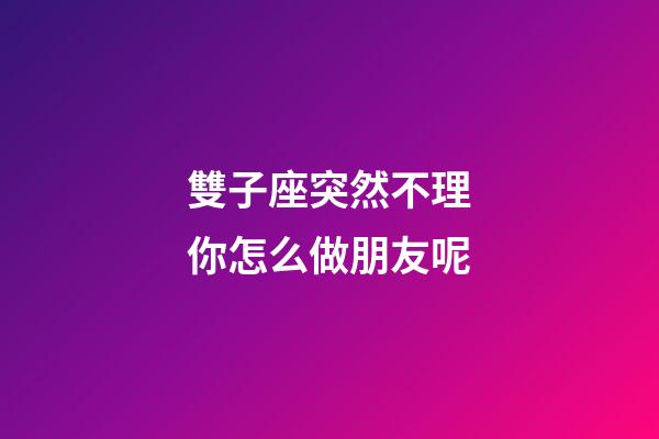 雙子座突然不理你怎么做朋友呢-第1張-星座運(yùn)勢(shì)-玄機(jī)派