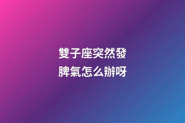 雙子座突然發脾氣怎么辦呀-第1張-星座運勢-玄機派