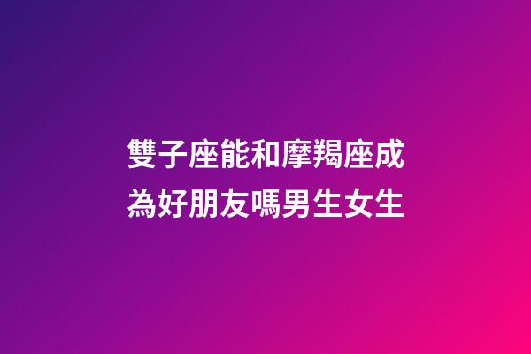 雙子座能和摩羯座成為好朋友嗎男生女生-第1張-星座運勢-玄機派