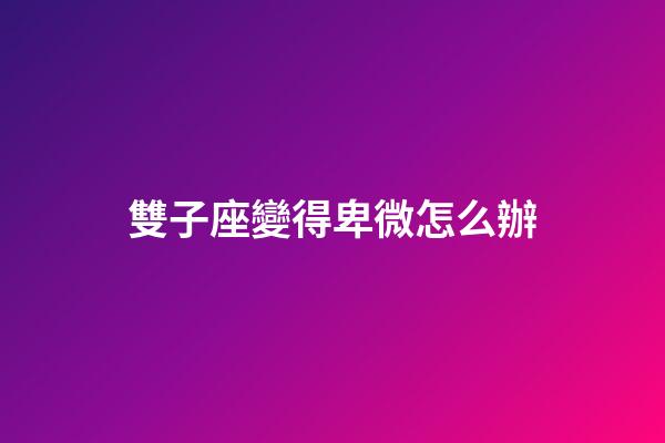 雙子座變得卑微怎么辦-第1張-星座運(yùn)勢(shì)-玄機(jī)派