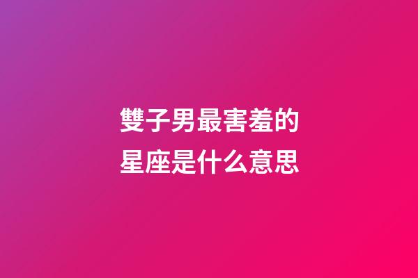 雙子男最害羞的星座是什么意思-第1張-星座運勢-玄機派
