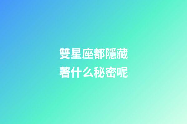 雙星座都隱藏著什么秘密呢-第1張-星座運(yùn)勢-玄機(jī)派