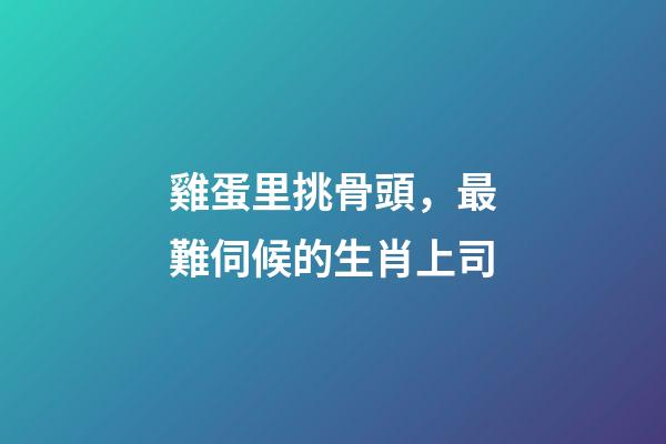雞蛋里挑骨頭，最難伺候的生肖上司