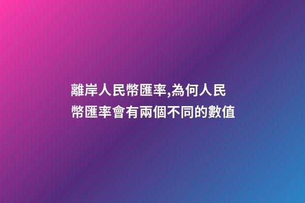 離岸人民幣匯率,為何人民幣匯率會有兩個不同的數值-第1張-觀點-玄機派